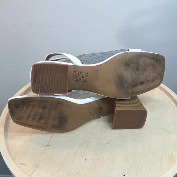 White ASOS Square Toe Ankle Strap Block Heel Sandals Size 7 - Picture 9 of 9